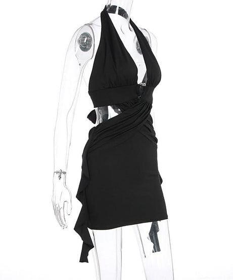 Fierce O-Ring Halter Cutout Mini Dress | Your Halloween Party & Fall Night Out Statement LBD
