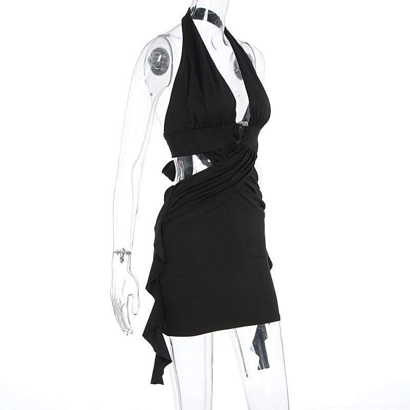 Fierce O-Ring Halter Cutout Mini Dress | Your Halloween Party & Fall Night Out Statement LBD