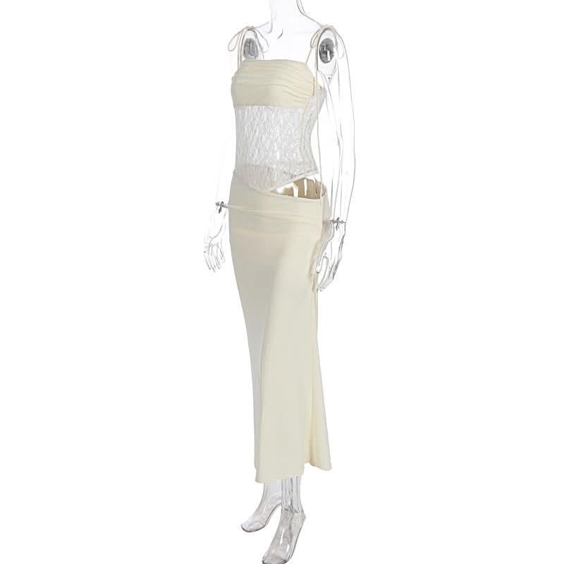 Elegant Ivory Lace Cut-Out Maxi Dress | Daring Style for Fall Getaways & Holiday Glam