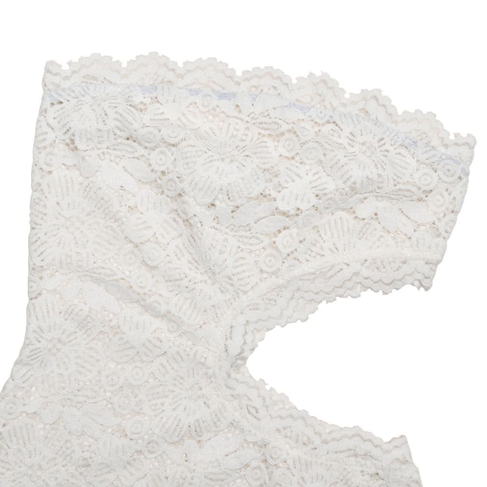 Alluring White Lace Strapless Maxi Dress with Side Cutout - Perfect for Fall Galas & Holiday Soirees