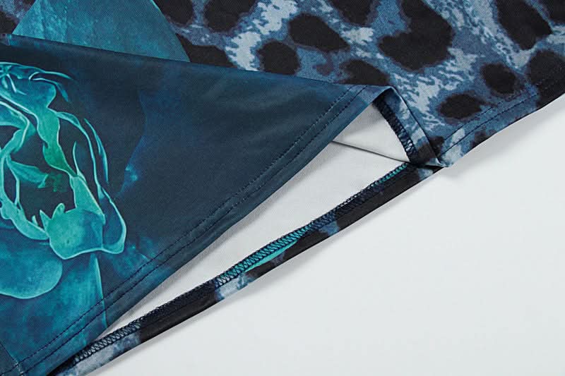 Standout Style: Blue Leopard & Floral One-Shoulder Maxi Set - Fall Event & Resort Ready