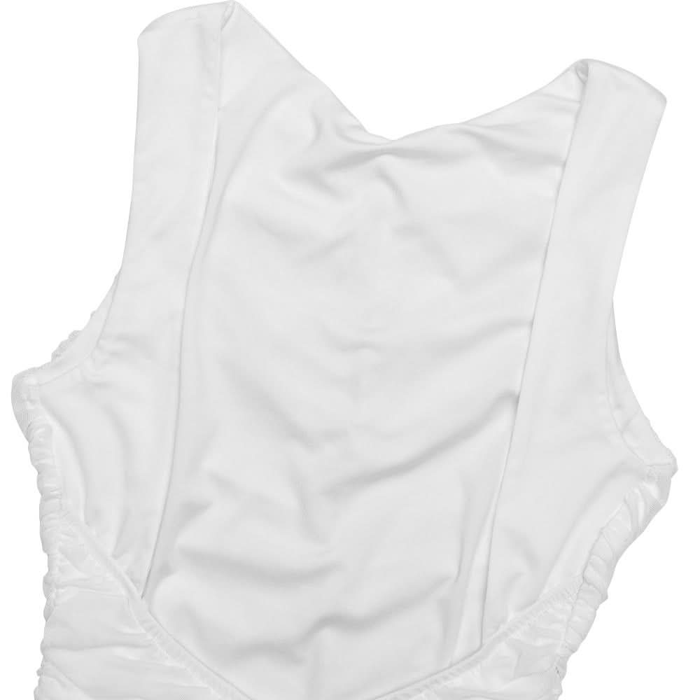 Winter White Ruched Bodycon Asymmetrical Ruffle Maxi Dress - Holiday Gala & Special Occasion Ready