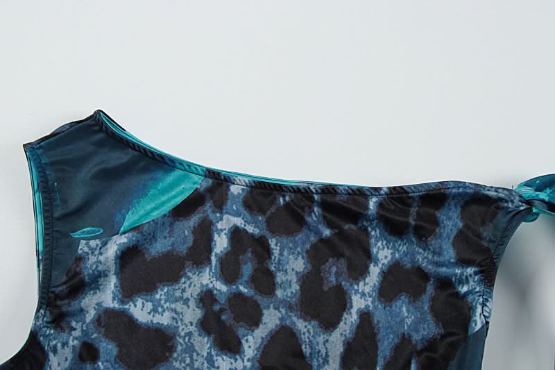 Standout Style: Blue Leopard & Floral One-Shoulder Maxi Set - Fall Event & Resort Ready