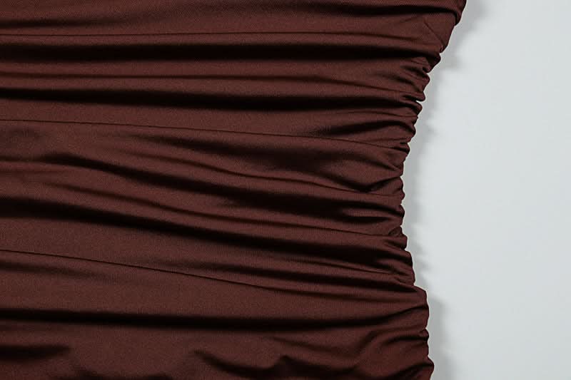 Chic Chocolate Brown Ruched Strapless Mini Dress - Flattering Tiered Fall Party Style