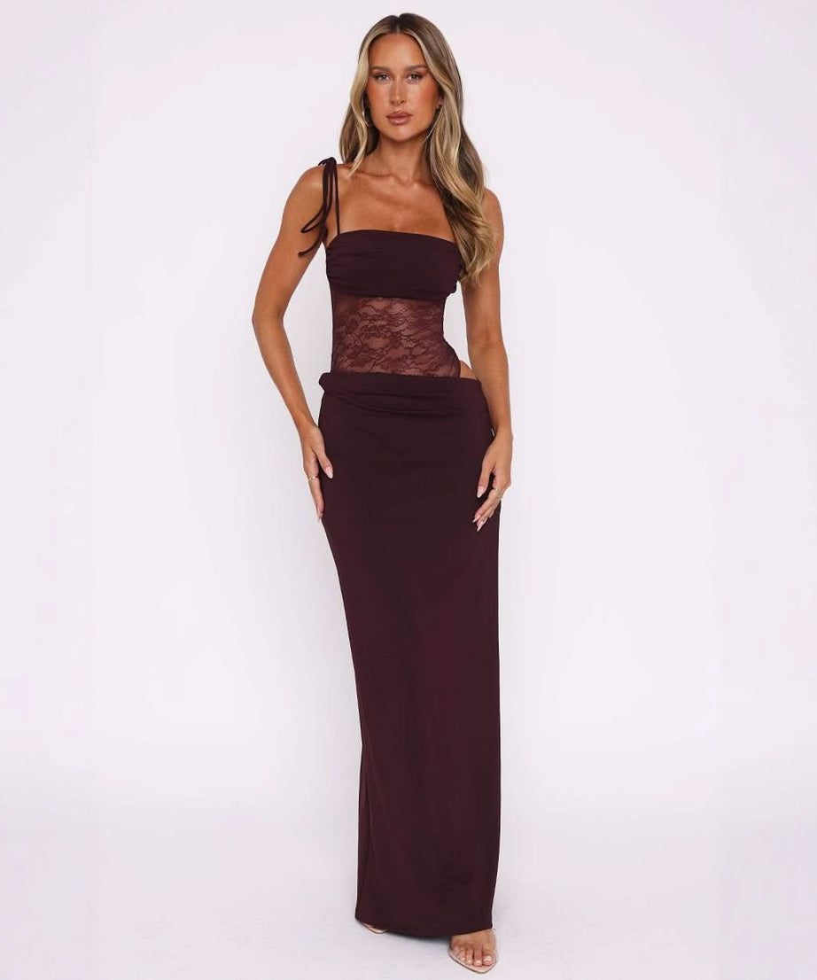 Elegant Ivory Lace Cut-Out Maxi Dress | Daring Style for Fall Getaways & Holiday Glam