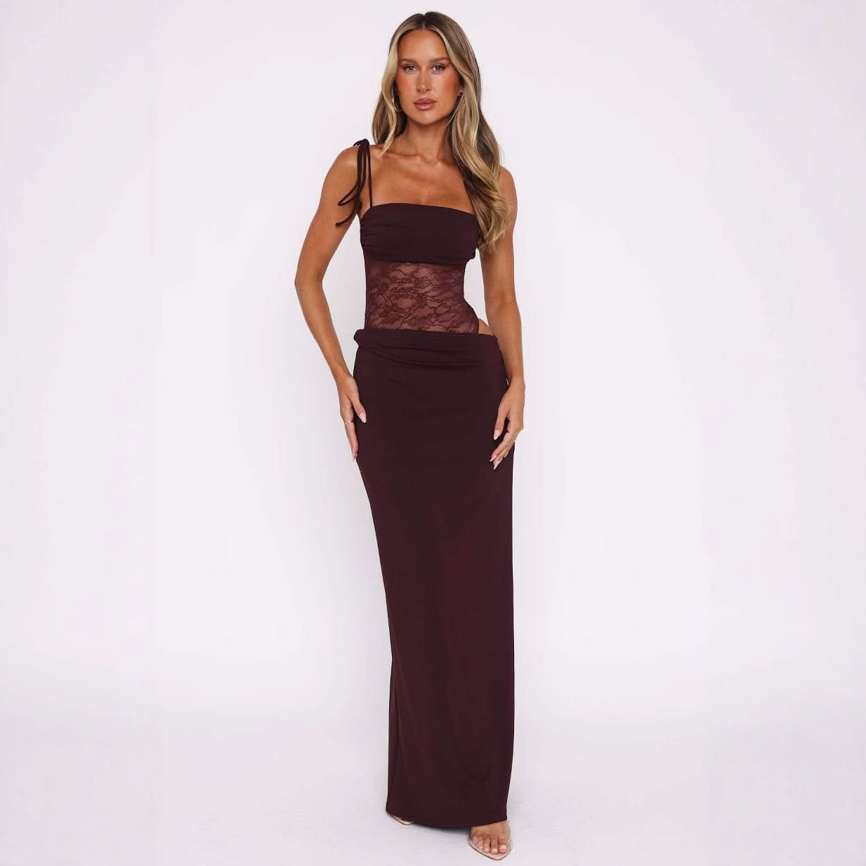 Elegant Ivory Lace Cut-Out Maxi Dress | Daring Style for Fall Getaways & Holiday Glam