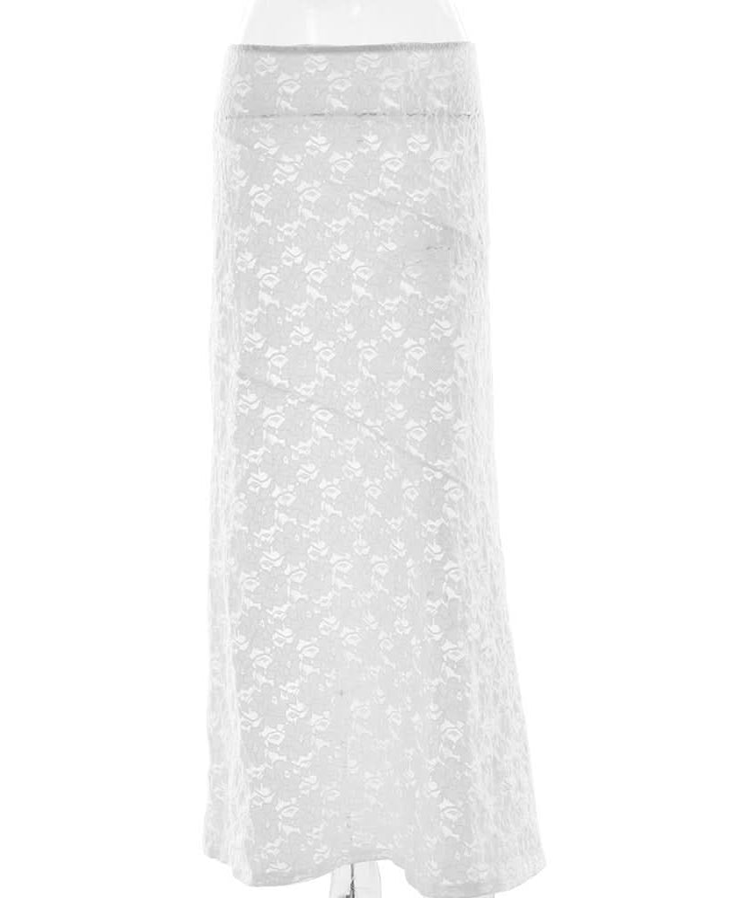 Fall Glam Black Lace Maxi Skirt - Sheer Elegance for Halloween & Holiday Parties