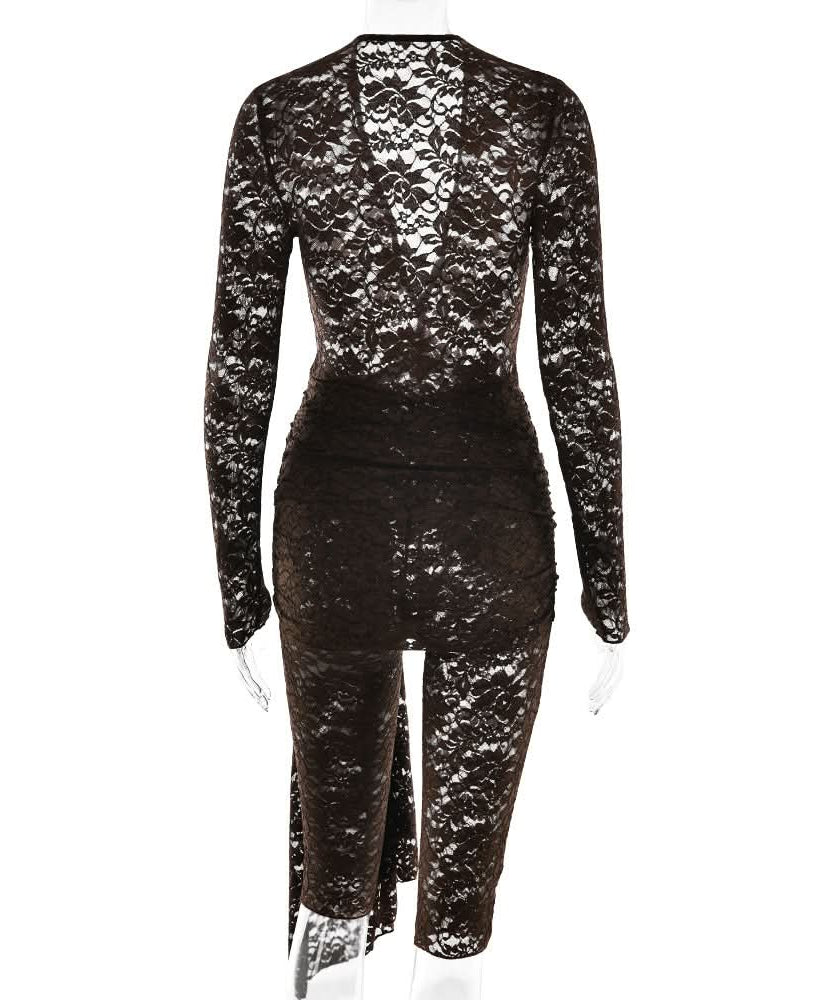 Haute Halloween & Holiday Ready: Daring Black Lace Deep V Asymmetrical Romper