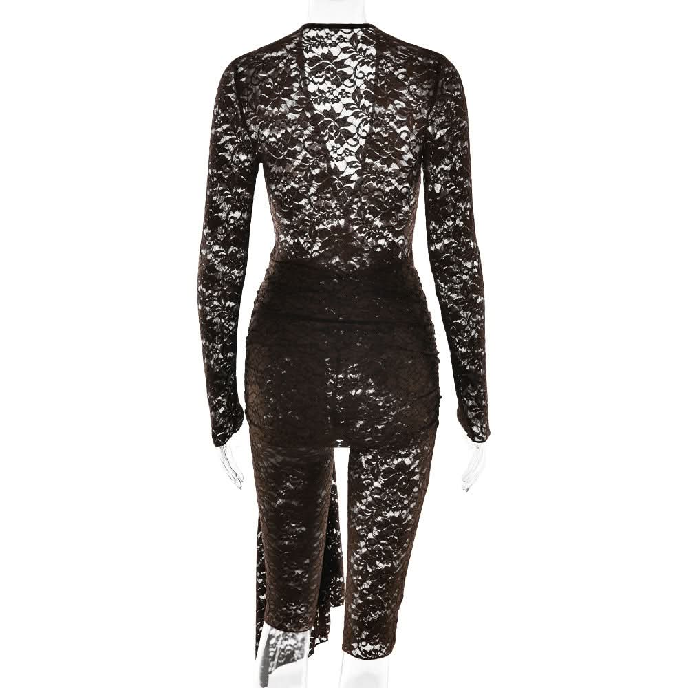 Haute Halloween & Holiday Ready: Daring Black Lace Deep V Asymmetrical Romper