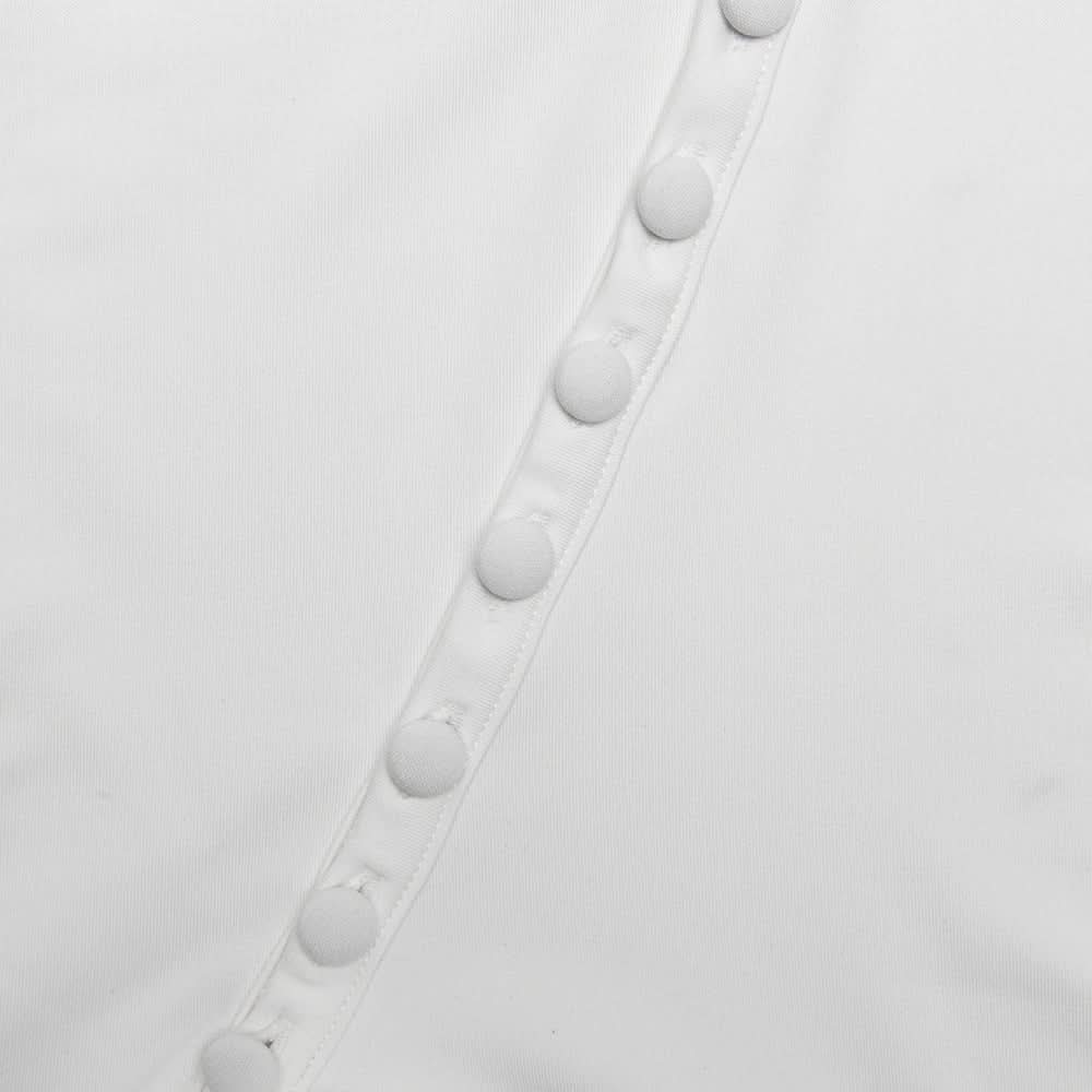 Autumn Chic Asymmetrical Ruffle Bell Sleeve Tunic Top | Effortless White Mini Dress