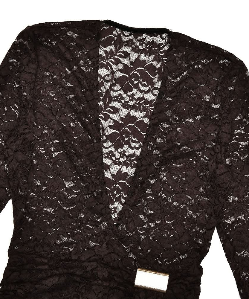 Haute Halloween & Holiday Ready: Daring Black Lace Deep V Asymmetrical Romper