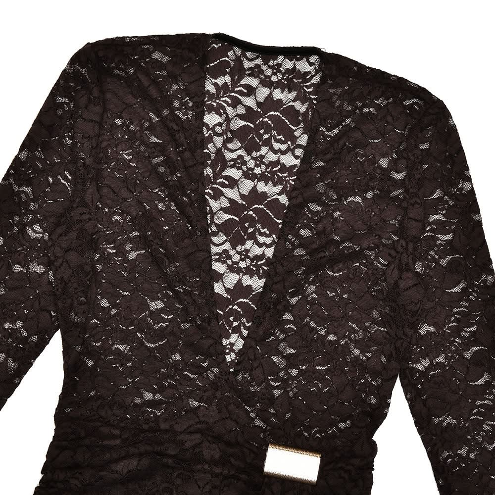 Haute Halloween & Holiday Ready: Daring Black Lace Deep V Asymmetrical Romper