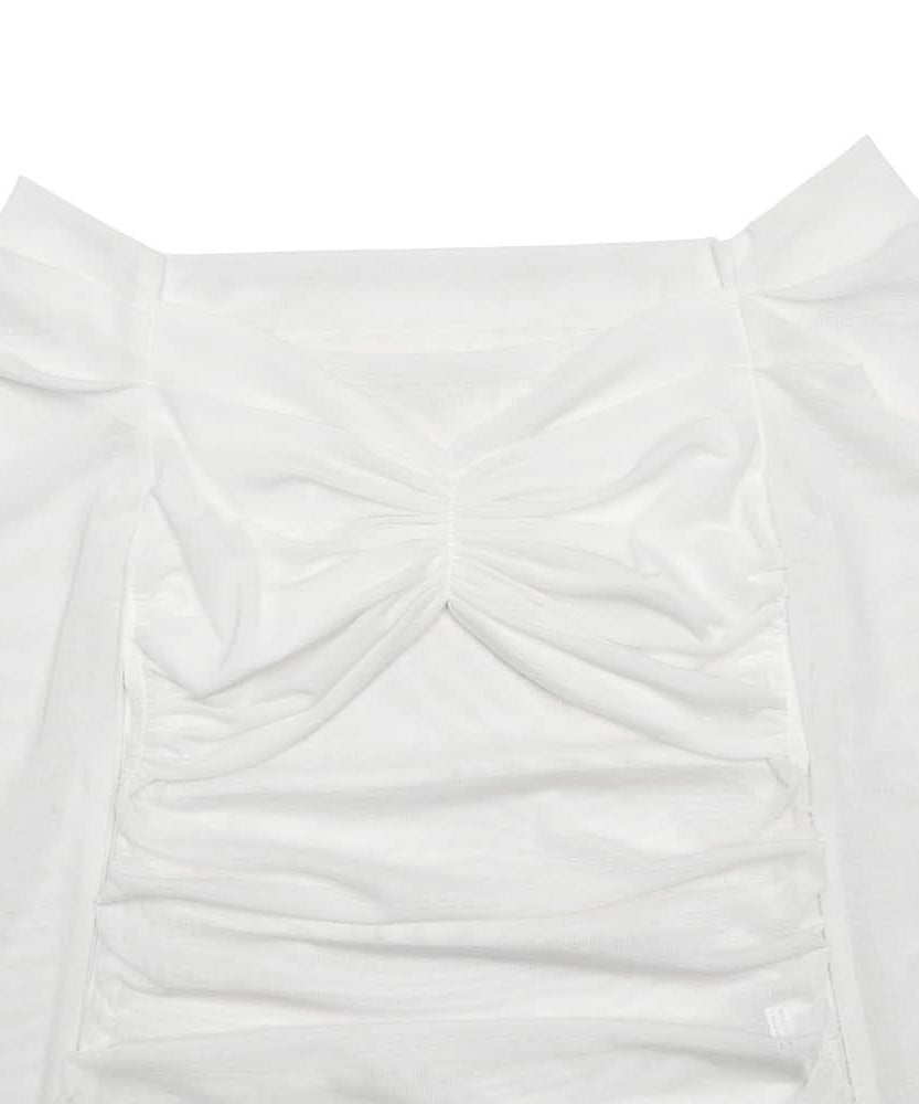 Sultry Burgundy Off-Shoulder Ruched Mesh Top - Fall & Holiday Chic