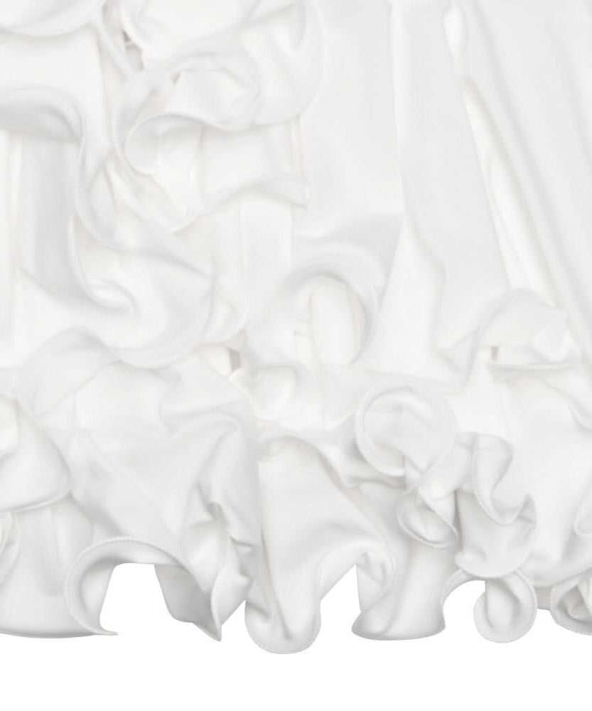 Autumn Chic Asymmetrical Ruffle Bell Sleeve Tunic Top | Effortless White Mini Dress