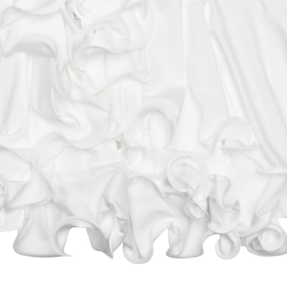 Autumn Chic Asymmetrical Ruffle Bell Sleeve Tunic Top | Effortless White Mini Dress