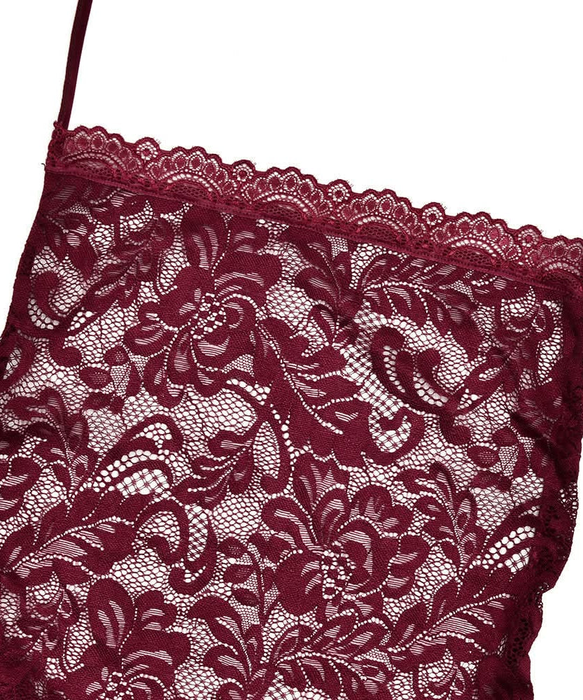 Enchanting Fall: Burgundy Lace Ruffle Halter Maxi Dress - Perfect for Halloween & Holiday Soirees