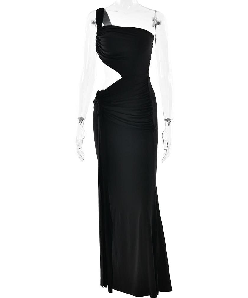 Black One-Shoulder Cut-Out Maxi Dress: Your Daring Fall & Holiday Party Statement