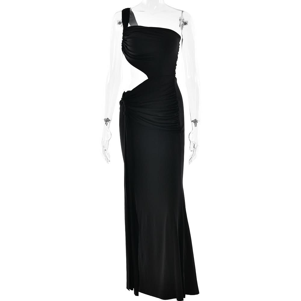 Black One-Shoulder Cut-Out Maxi Dress: Your Daring Fall & Holiday Party Statement