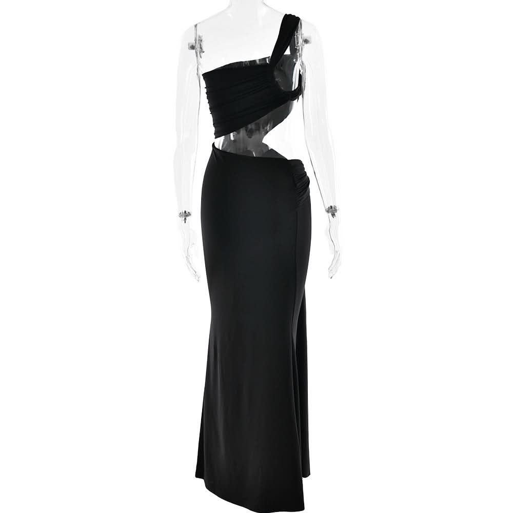 Black One-Shoulder Cut-Out Maxi Dress: Your Daring Fall & Holiday Party Statement