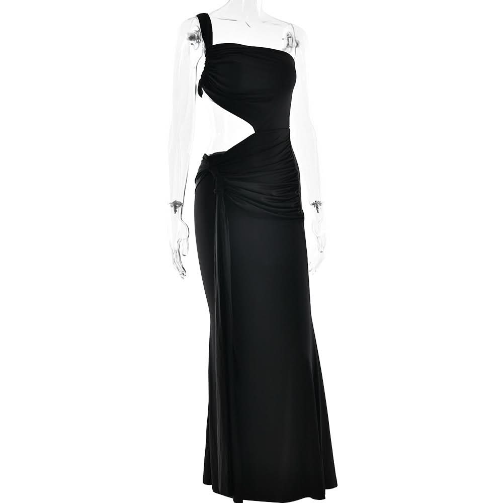 Black One-Shoulder Cut-Out Maxi Dress: Your Daring Fall & Holiday Party Statement