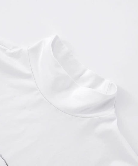 Fall Darling: Y2K Rose & Cross High-Neck Puff Sleeve Top for Women