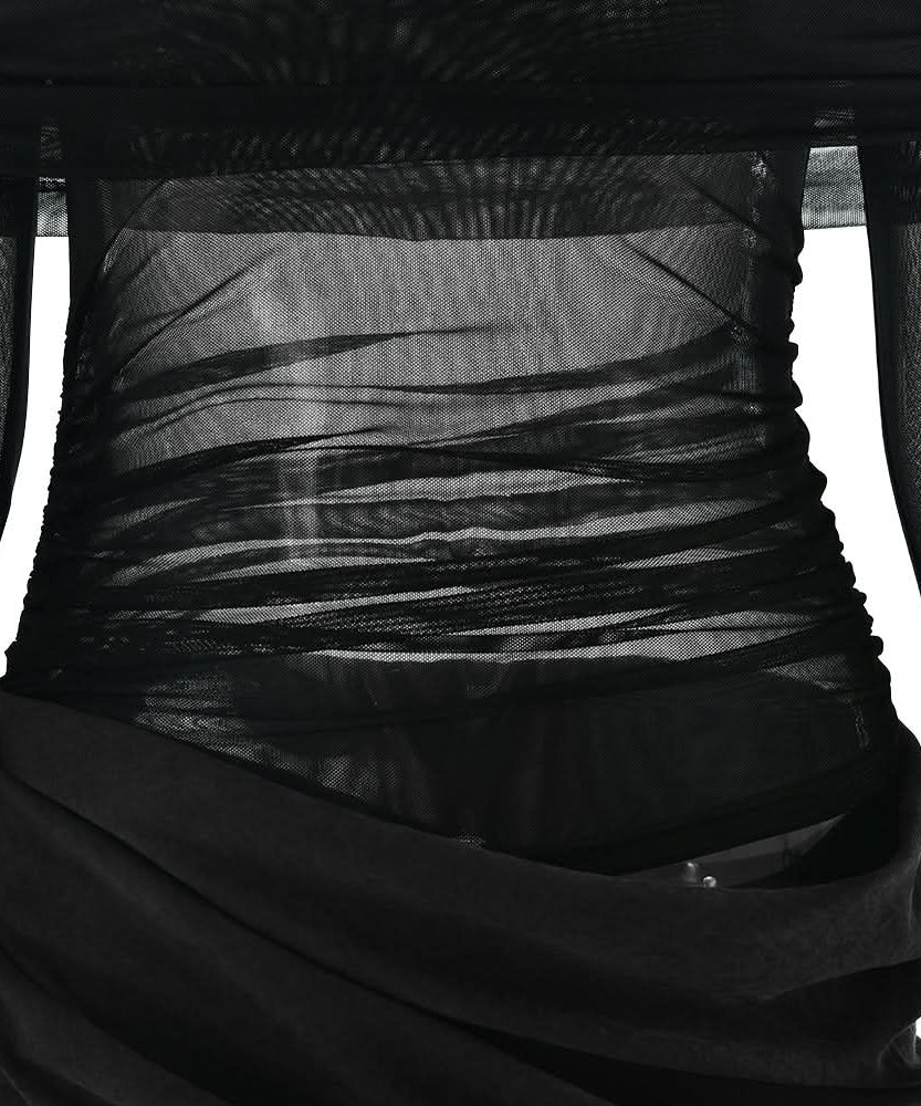 Sultry Black Sheer Mesh Off-Shoulder Mini Dress - Fall Party & Date Night Ready