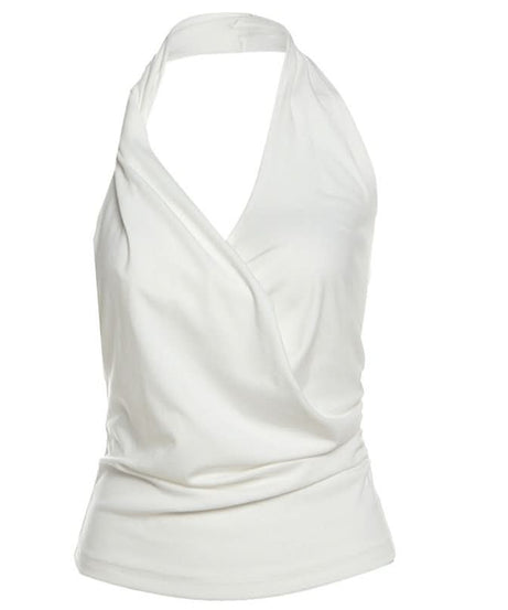 Chic Black Halter Wrap Top - Your Essential for Fall Nights & Holiday Glam