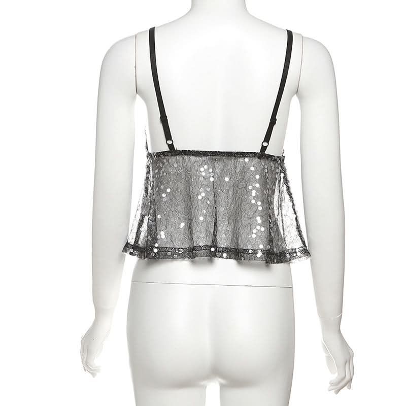 Dazzling Sequin & Sheer Mesh Cami Top – Your Ultimate Holiday Party & NYE Glam