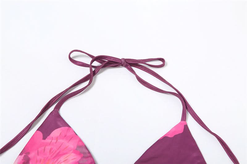 Bold Floral Halter Bikini & Cut-Out Mini Skirt Set - Chic Resort & Fall/Winter Vacation Ready