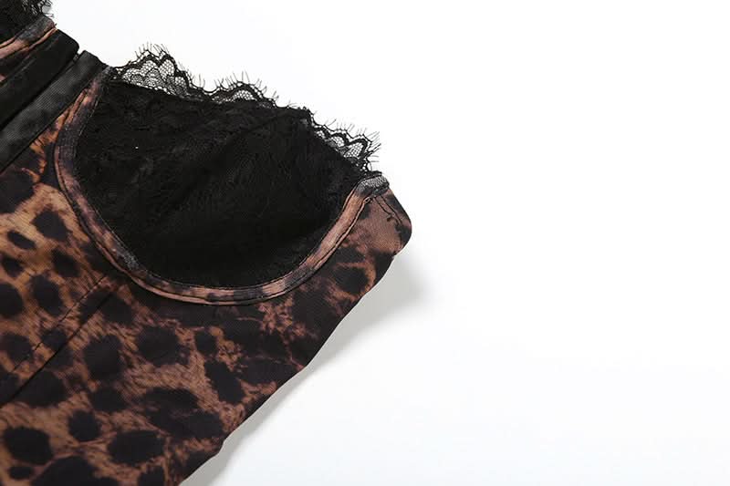 Savage Chic Leopard Print Bustier Mini Dress | Lace Trim & Hook-Eye Front | Your Fall & Holiday Party Statement
