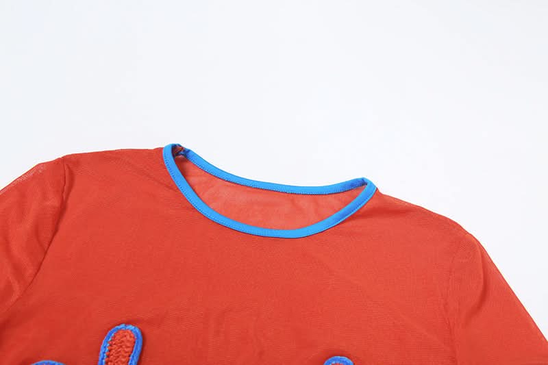 Y2K Starfish Sheer Mesh Crop Top - Playful Halloween, Festival & Party Style