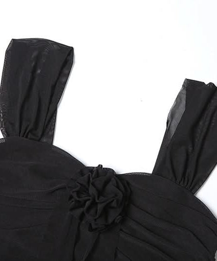 Glamorous White Ruffle Mini Dress with 3D Flower Appliqué – Your Head-Turning Choice for Fall & Holiday Parties