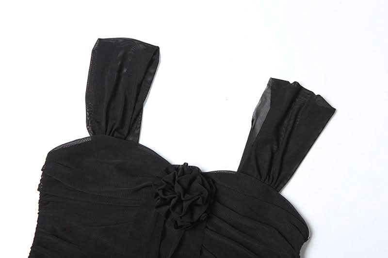 Glamorous White Ruffle Mini Dress with 3D Flower Appliqué – Your Head-Turning Choice for Fall & Holiday Parties