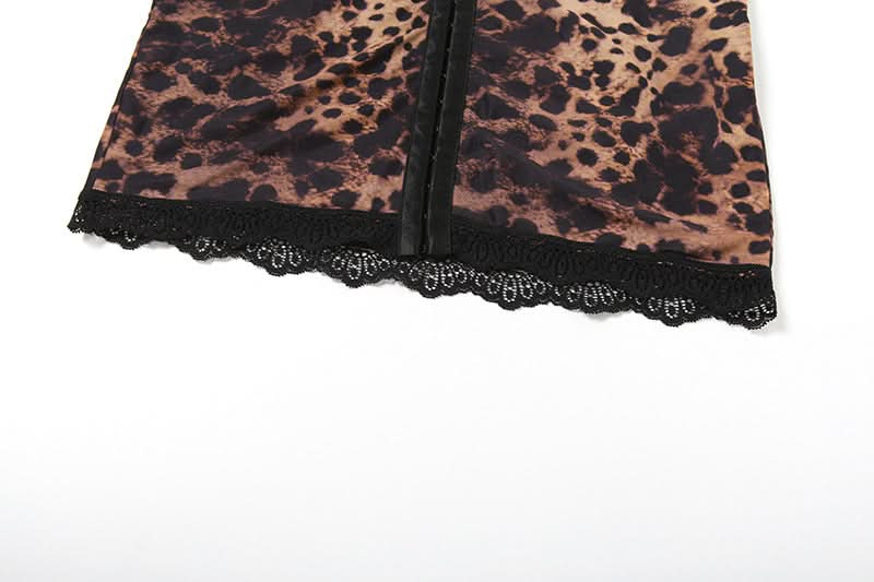 Savage Chic Leopard Print Bustier Mini Dress | Lace Trim & Hook-Eye Front | Your Fall & Holiday Party Statement