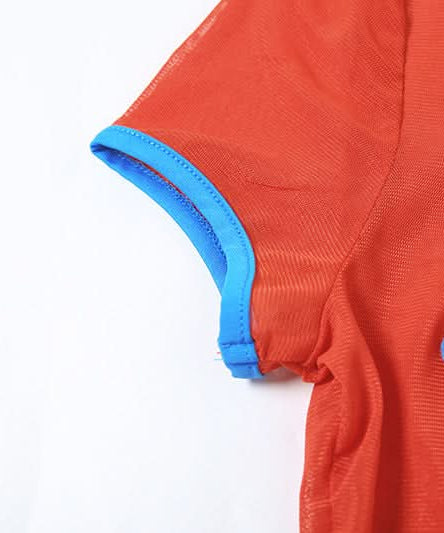 Y2K Starfish Sheer Mesh Crop Top - Playful Halloween, Festival & Party Style