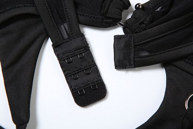 Y2K Edgy Cut Out O-Ring Strappy Crop Top - Your Go-To for Fall Parties & Club Nights