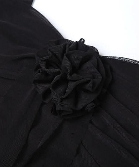 Glamorous White Ruffle Mini Dress with 3D Flower Appliqué – Your Head-Turning Choice for Fall & Holiday Parties