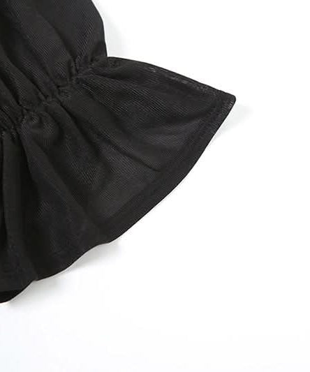 Black Magic Sheer Off-Shoulder Mini Dress - Your Go-To for Fall Parties & Enchanting Nights