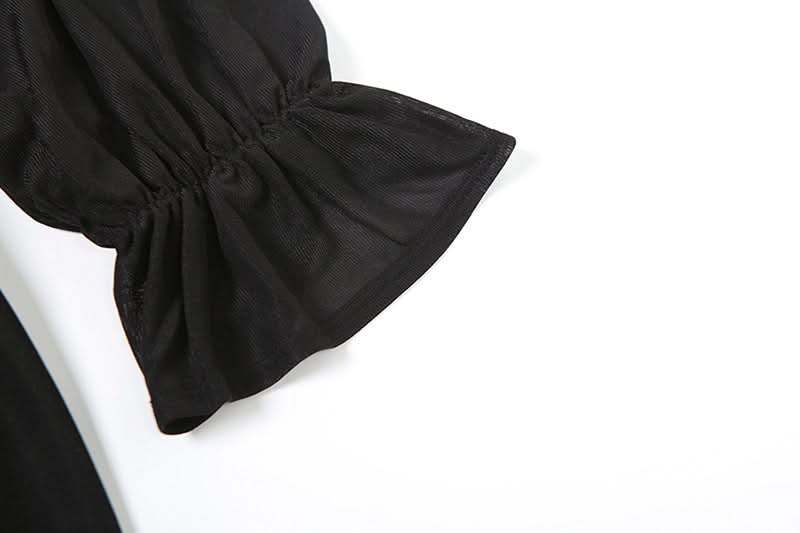 Black Magic Sheer Off-Shoulder Mini Dress - Your Go-To for Fall Parties & Enchanting Nights