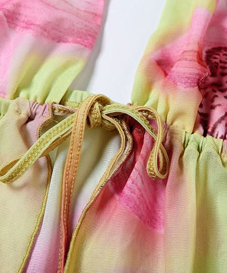 Lime & Pink Tropical Bloom Halter & Mesh Mini Skirt Set | Your Winter Getaway Essential