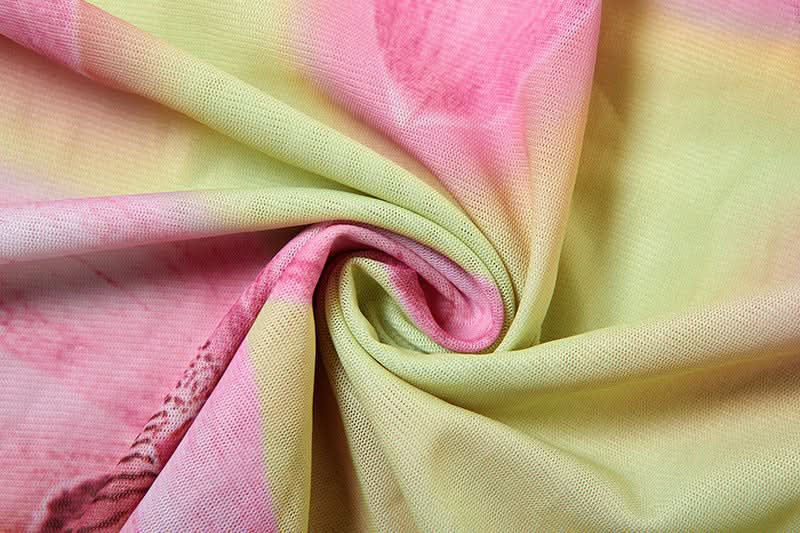 Lime & Pink Tropical Bloom Halter & Mesh Mini Skirt Set | Your Winter Getaway Essential