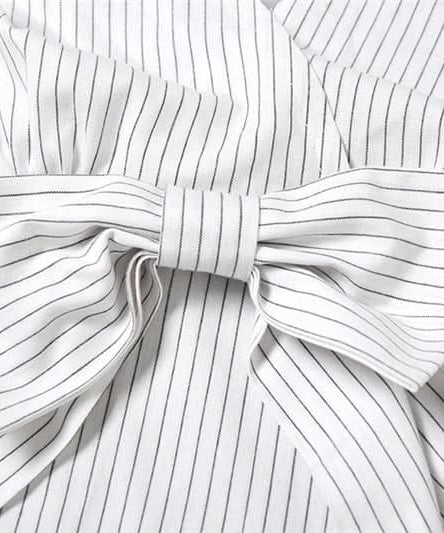 American Chic: Striped Halter Bow Top with Lace Trim – Effortless Fall Transition Style