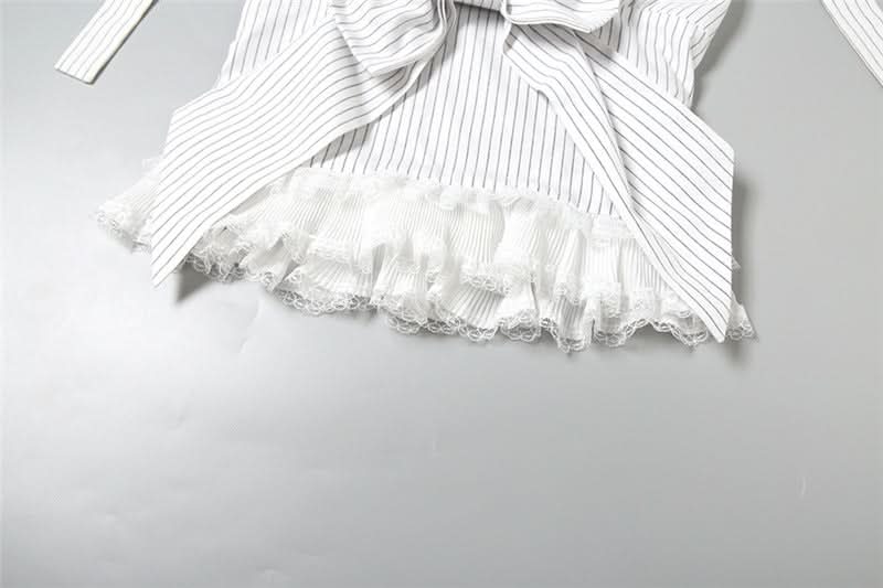 American Chic: Striped Halter Bow Top with Lace Trim – Effortless Fall Transition Style