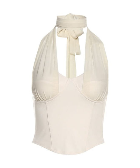 Trendsetting Black Halter Corset Top - Y2K Backless Bustier for Fall & Party Season