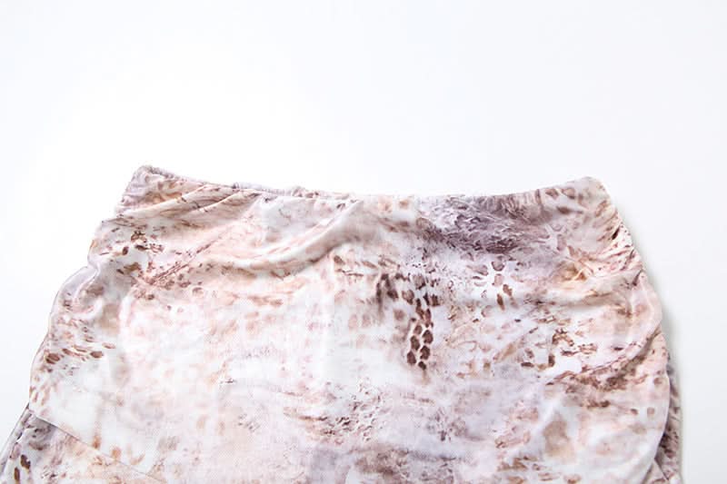 Wild Instincts: Luxe Abstract Animal Print Bustier & High-Waist Shorts Set - US Fall & Holiday Party Ready