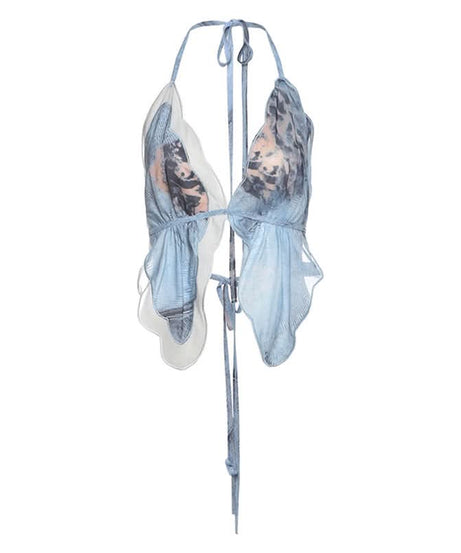 Ethereal Butterfly Halter Top - Y2K Backless Crop for Fall Festivities & Vacay Vibes