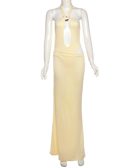 The "It" Girl Halter Cutout Maxi Dress - Chic & Daring for Fall Getaways & Holiday Events