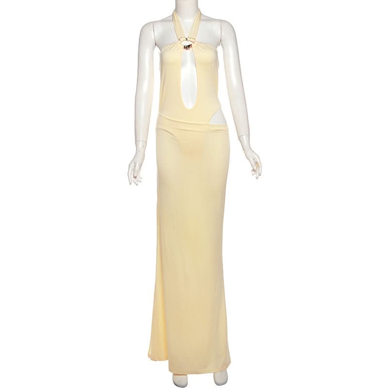 The "It" Girl Halter Cutout Maxi Dress - Chic & Daring for Fall Getaways & Holiday Events