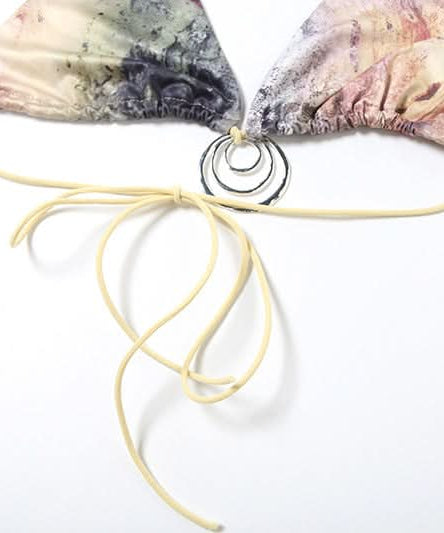 Escape the Chill: Trendy Abstract Halter Bikini & Sheer Lace-Up Sarong 3-Piece Set - Your Ultimate Resort & Cruise Ready Look