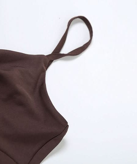 Cozy Chic Chocolate Brown Ruched Cami & Ruffle Shorts Lounge Set